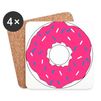 rose Donut - Dessous de verre (lot de 4) - blanc - Devant