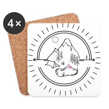Simple camping with flamingo. Own color selection - Coasters (set of 4) - white - Front