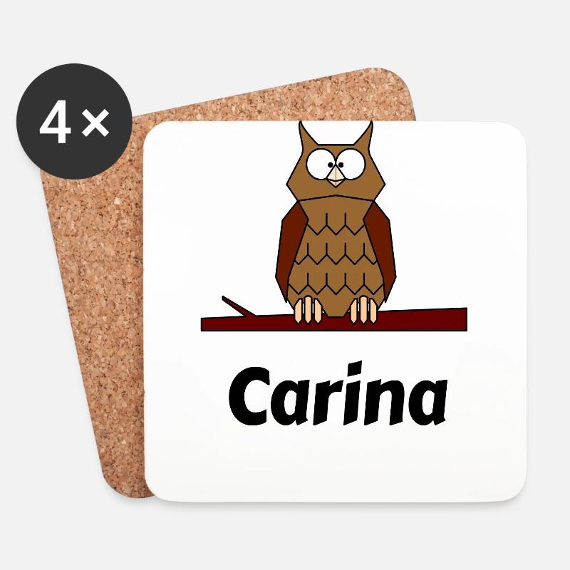 Kinder Schule Geboren Eule Motiv Carina - Untersetzer (4er-Set) - Weiß