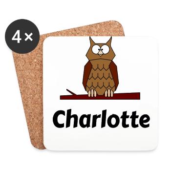 Children School Born Owl Motif Charlotte - Coasters (set of 4) - white - Front