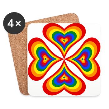 Blume aus Regenbogenherzen (LGBT) - Untersetzer (4er-Set) - Weiß - Vorne