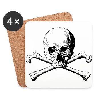 Skull with crossed bones black - Coasters (set of 4) - white - Front