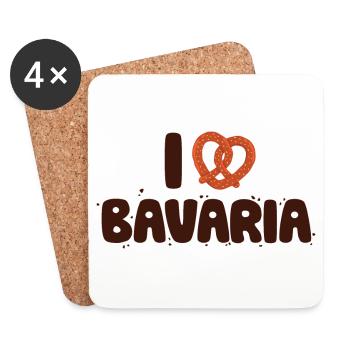 I Love Bavaria - Untersetzer (4er-Set) - Weiß - Vorne