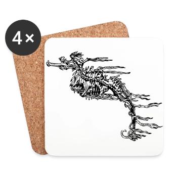 Seahorse Abstract Drawing Gift Idea Sea - Coasters (set of 4) - white - Front
