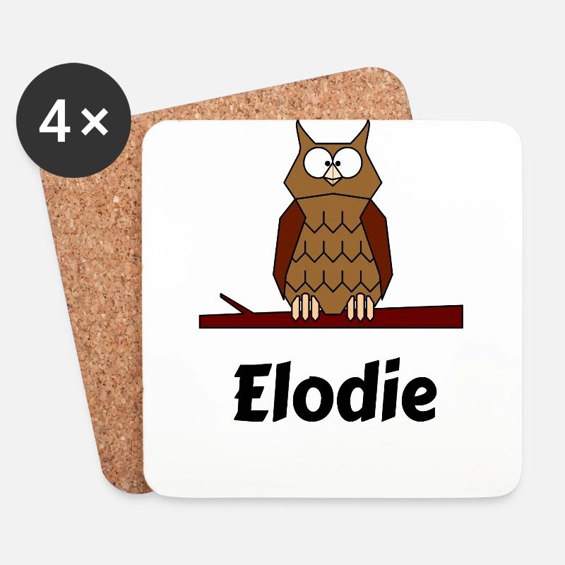 Kinder Schule Geboren Eule Motiv Elodie - Untersetzer (4er-Set) - Weiß