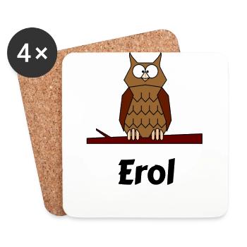 Children School Born Owl Motif Erol - Coasters (set of 4) - white - Front