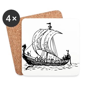 Wikingerschiff - Untersetzer (4er-Set) - Weiß - Vorne