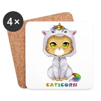 Caticorn - Für Katzen und Einhörner - Untersetzer (4er-Set) - Weiß - Vorne