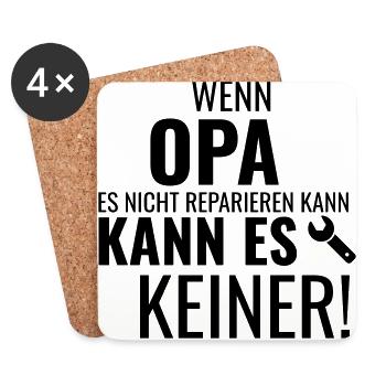 WENN OPA ES NICHT REPARIEREN KANN KANN ES KEINER - Untersetzer (4er-Set) - Weiß - Vorne