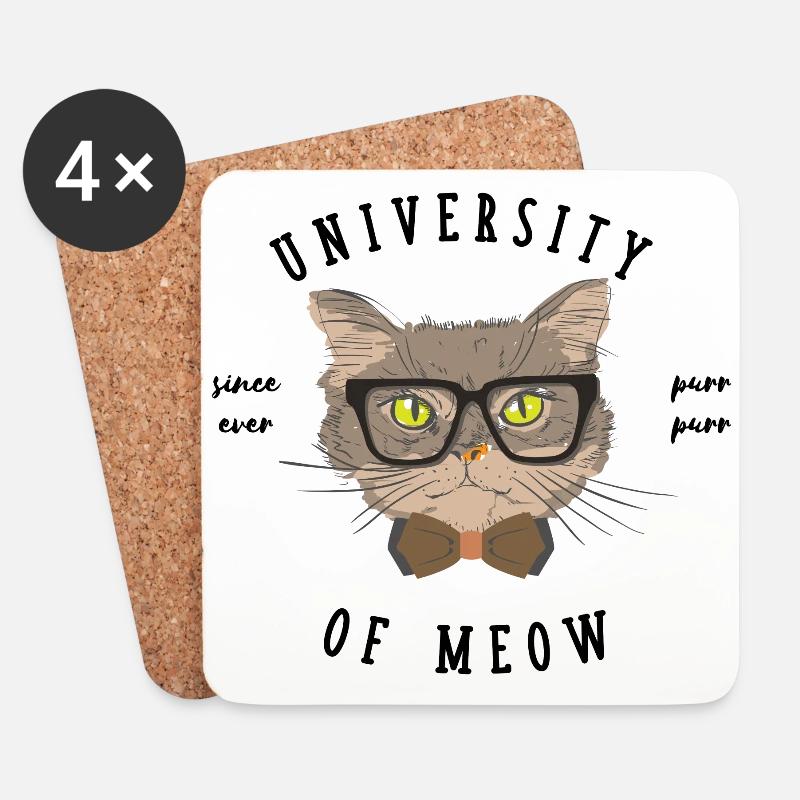 Cat Universitiy - Untersetzer (4er-Set) - Weiß
