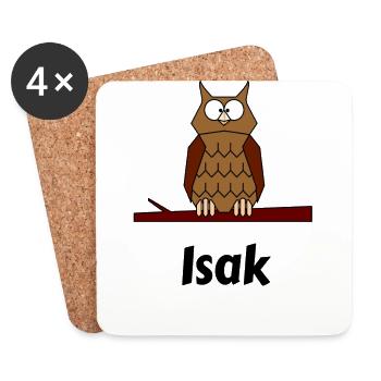Kinder Schule Geboren Eule Motiv Isak - Untersetzer (4er-Set) - Weiß - Vorne