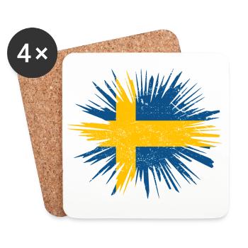 Geschenk Splatter Land Roots Schweden - Untersetzer (4er-Set) - Weiß - Vorne