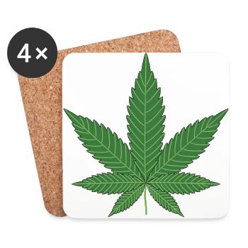Hemp leaf gift idea - Coasters (set of 4) - white - Front