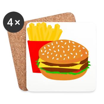 Burger Pommes Food Lover Geschenk Geschenkidee - Untersetzer (4er-Set) - Weiß - Vorne