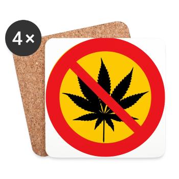 Cannabis Marihuana Weed Verboten Contra NEIN - Untersetzer (4er-Set) - Weiß - Vorne