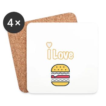 I love burgers - Coasters (set of 4) - white - Front