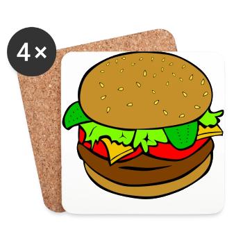 Burger Hamburger Fast Food Food Gift Idea - Coasters (set of 4) - white - Front