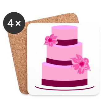 Torte Hochzeit Hochzeitstorte Blumen Geschenkidee - Untersetzer (4er-Set) - Weiß - Vorne