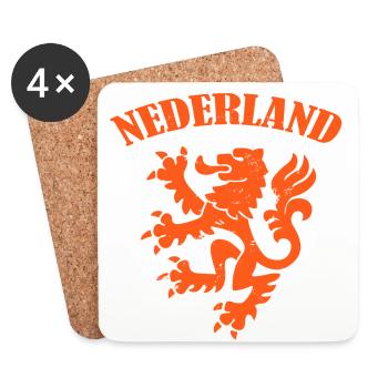 lion T-shirt nederland - cadeau football wm - Dessous de verre (lot de 4) - blanc - Devant