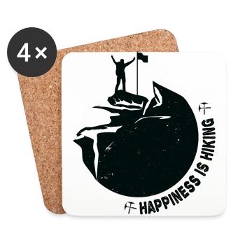 Happiness is HIKING Hiking Mountain Gift Mountains - Coasters (set of 4) - white - Front