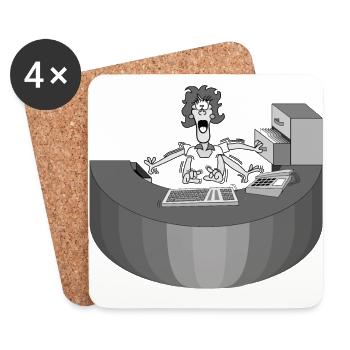 Rezeption Frau Multitasking Idee Geschenk Arbeit - Dessous de verre (lot de 4) - blanc - Devant