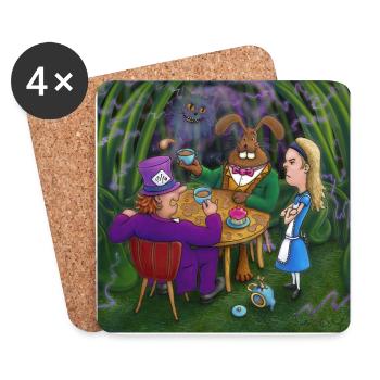Alice au pays des merveilles thé pary - Dessous de verre (lot de 4) - blanc - Devant