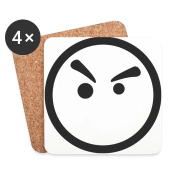 Smiley wütend - Untersetzer (4er-Set) - Weiß - Vorne