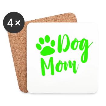 Dog mom with paw in green as a gift - Coasters (set of 4) - white - Front