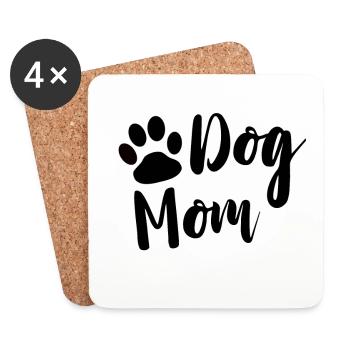 Chien maman avec patte en noir comme un cadeau - Dessous de verre (lot de 4) - blanc - Devant