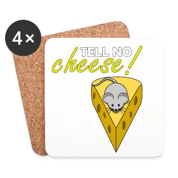 tell no cheese - erzähl kein Käse - Untersetzer (4er-Set) - Weiß - Vorne