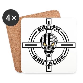 Breizh celtic cross - Dessous de verre (lot de 4) - blanc - Devant