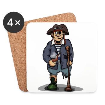 Pirate with wooden leg eye patch gift idea - Coasters (set of 4) - white - Front