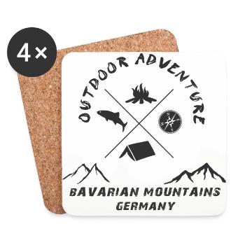 outdoor, adventure, Bavaria, mountains, - Coasters (set of 4) - white - Front
