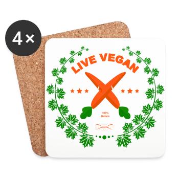 La vie végétalien 100% Nature - Dessous de verre (lot de 4) - blanc - Devant