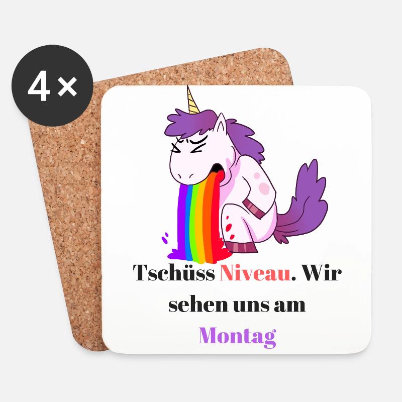 Einhorn Comic Sprüche Design - Untersetzer (4er-Set) - Weiß