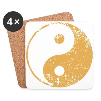 yoga yin yang beige - Dessous de verre (lot de 4) - blanc - Devant