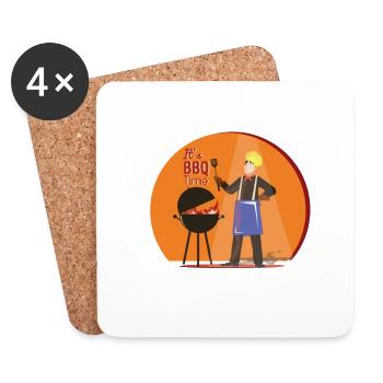 son temps de barbecue - Dessous de verre (lot de 4) - blanc - Devant
