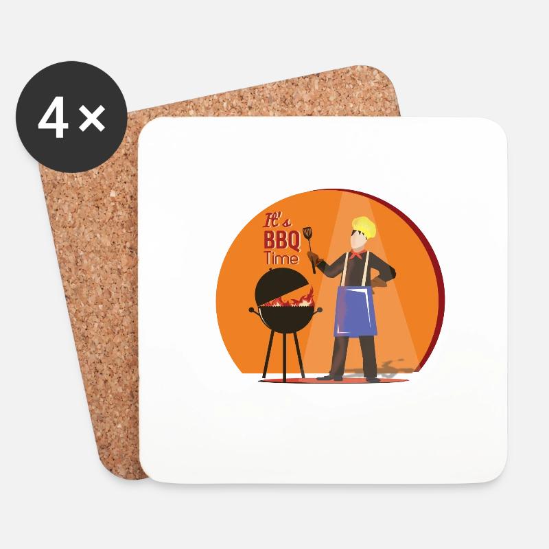 its bbq time - Untersetzer (4er-Set) - Weiß