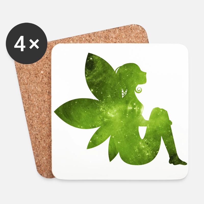 Grüne Fee Geschenk Idee Elfe - Untersetzer (4er-Set) - Weiß