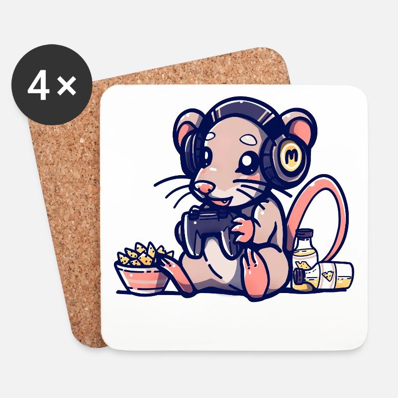 Gaming Maus - Untersetzer (4er-Set) - Weiß