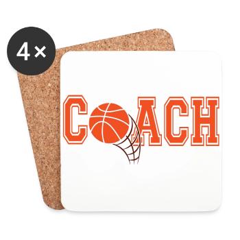 Basketball - Coach - Untersetzer (4er-Set) - Weiß - Vorne