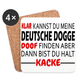 Deutsche Dogge Hunde Shirt Geschenk - Untersetzer (4er-Set) - Weiß - Vorne