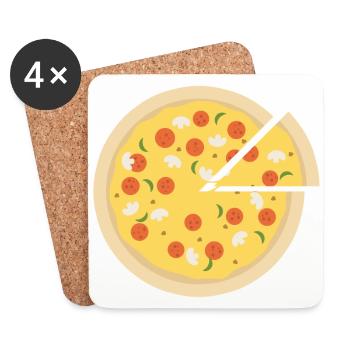 Pizza T-Shirts - Untersetzer (4er-Set) - Weiß - Vorne