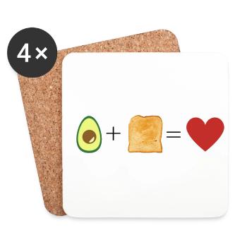 Avocat / pain / Amour / pain grillé et avocat - Dessous de verre (lot de 4) - blanc - Devant