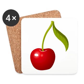 Délicieux motif de cerises! - Dessous de verre (lot de 4) - blanc - Devant