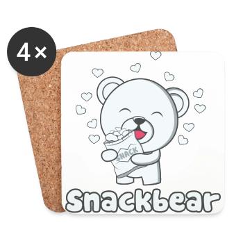 Snack bear / snack bear with heart - Coasters (set of 4) - white - Front