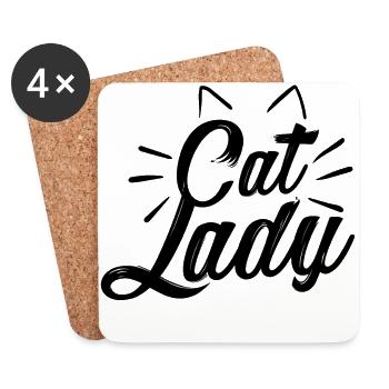 Katzen Dame Geschenk Idee - Coasters (set of 4) - white - Front