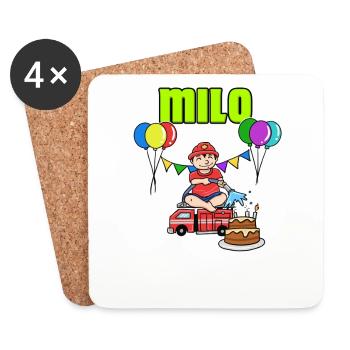 cadeau sapeurs-pompiers Milo - Dessous de verre (lot de 4) - blanc - Devant