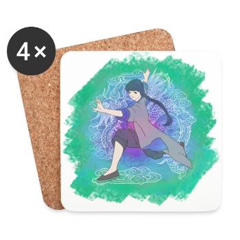 dragen Kungfu Mädchen - Untersetzer (4er-Set) - Weiß - Vorne