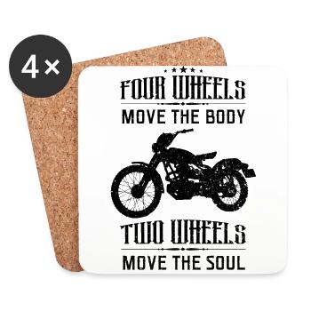 Motorrad und Männer mit Spruch - Untersetzer (4er-Set) - Weiß - Vorne